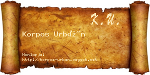 Korpos Urbán névjegykártya